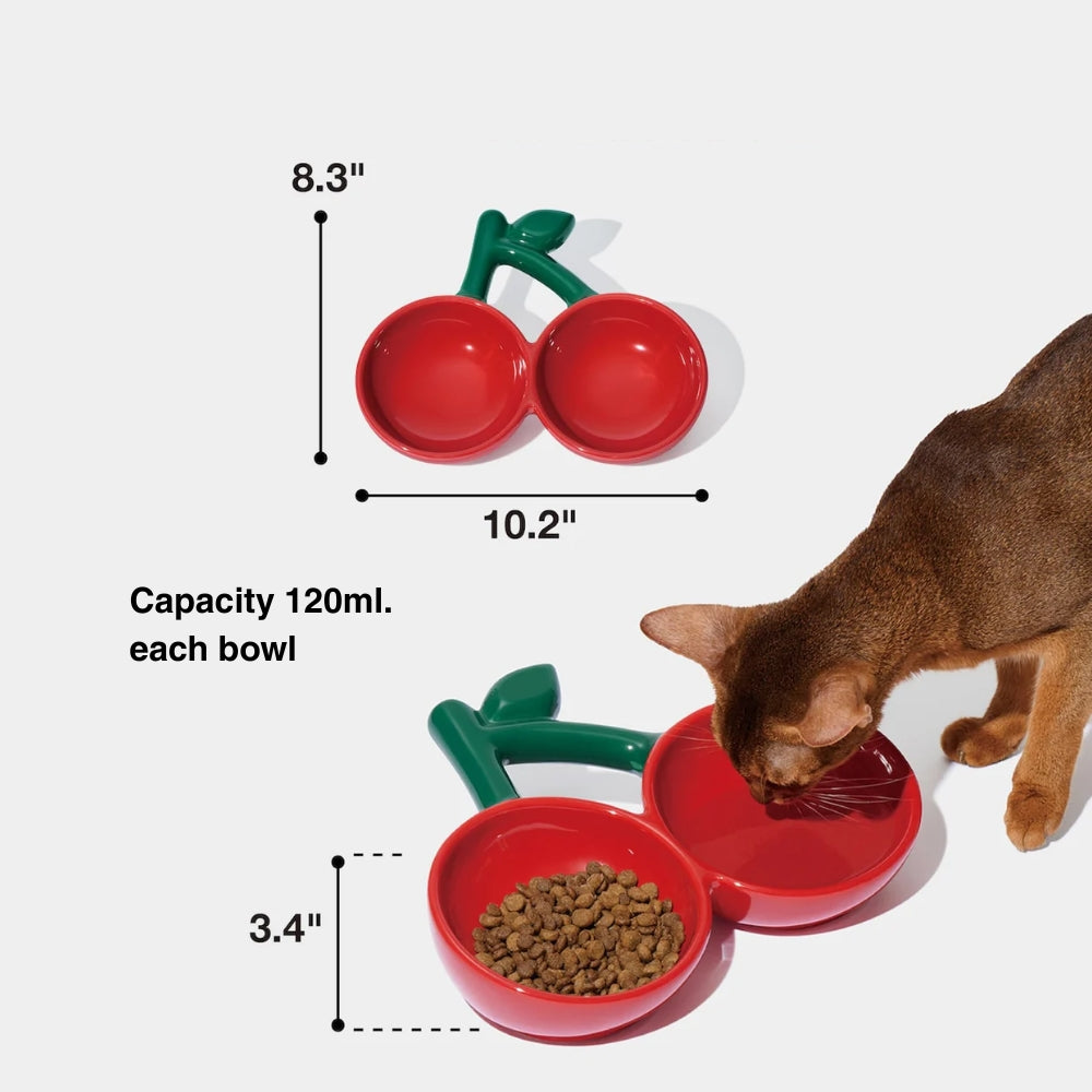 Cherry Ceramic Pet Bowl