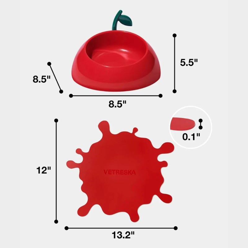 Juicy Cherry Pet Bowl Spoon & Mat Set