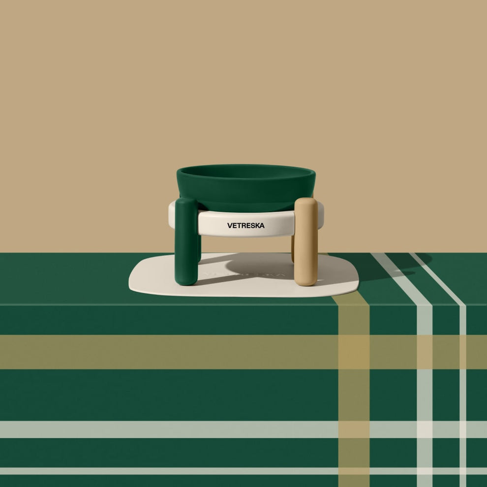 Santal Forest Ceramic Pet Bowl & Mat Set