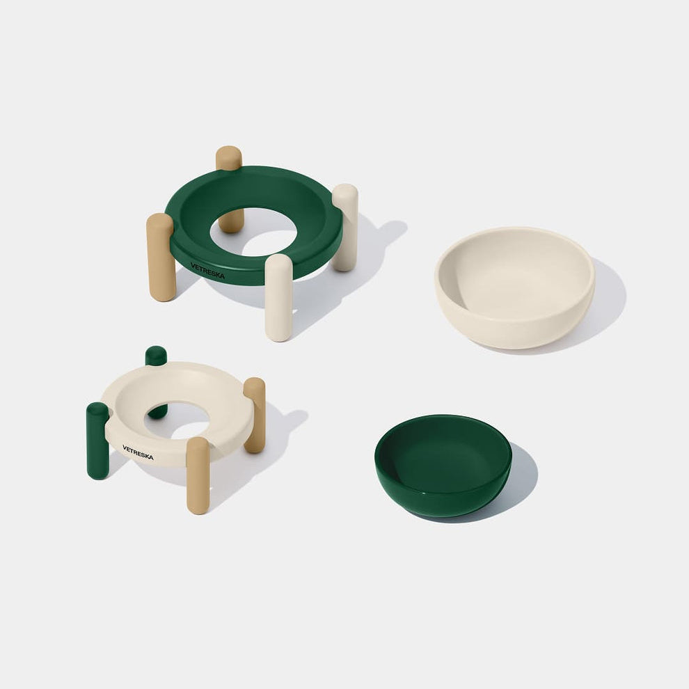 Santal Forest Ceramic Pet Bowl & Mat Set