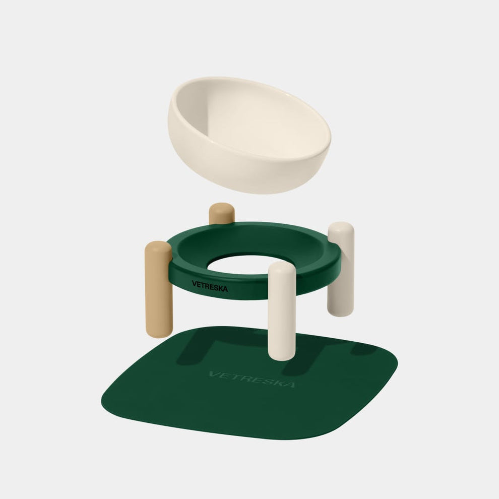 Santal Forest Ceramic Pet Bowl & Mat Set