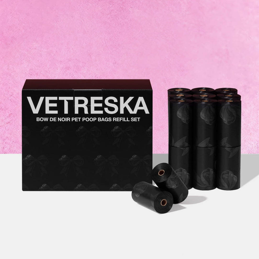 Bow De Noir Pet Poop Bags & Dispenser Set