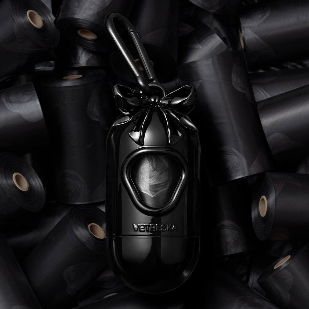 Bow De Noir Pet Poop Bags & Dispenser Set