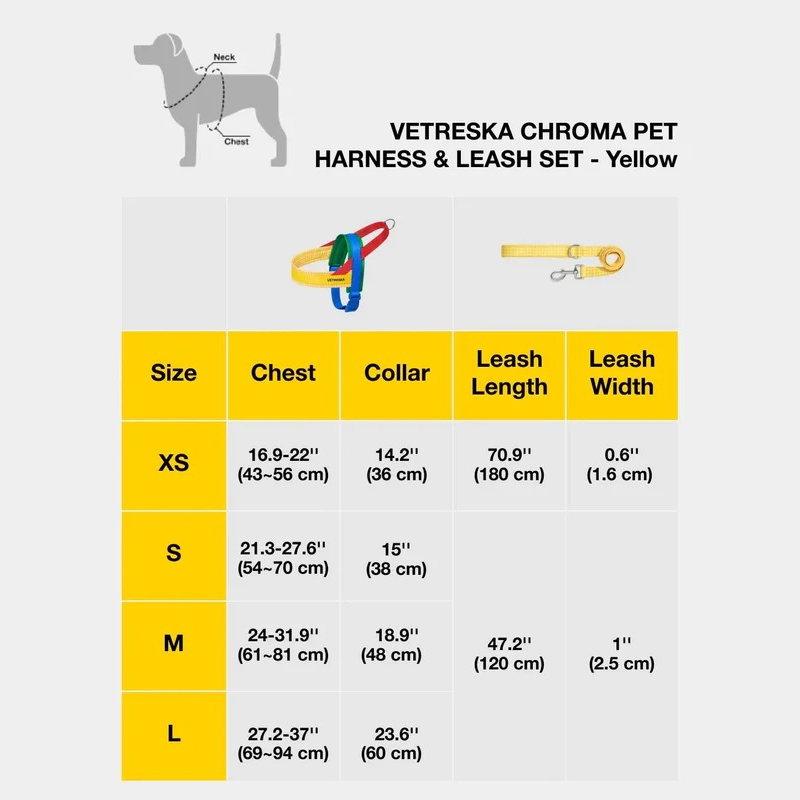 Chroma Pet Harness & Leash Set (Yellow)