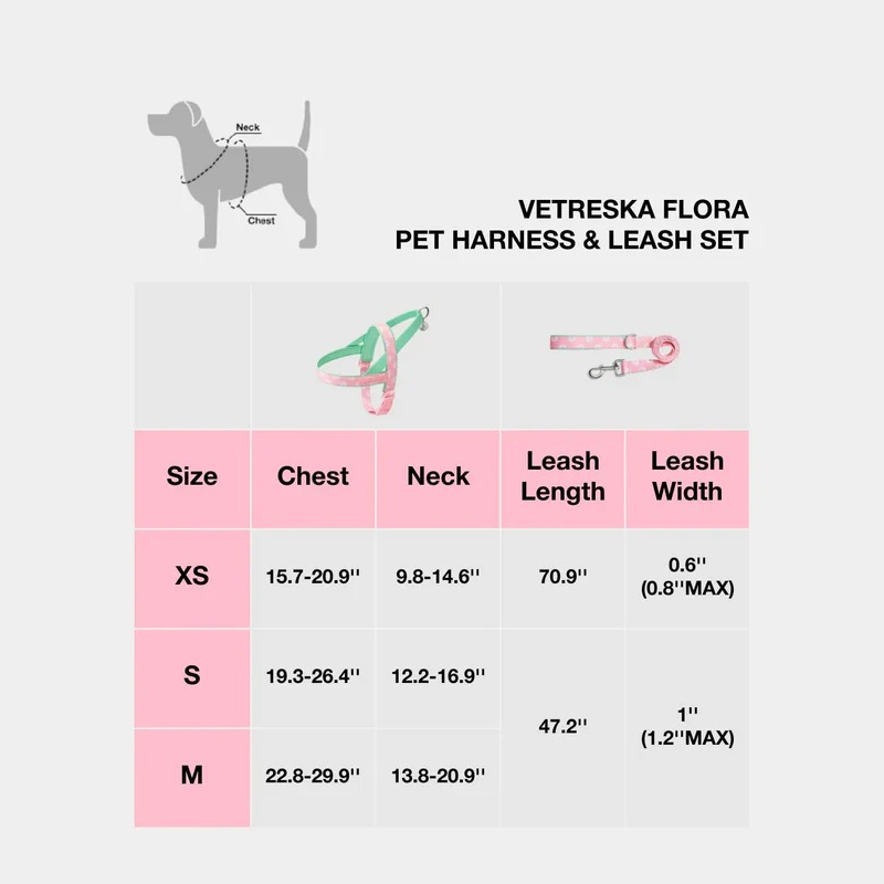 Flora Pet Harness & Leash Set