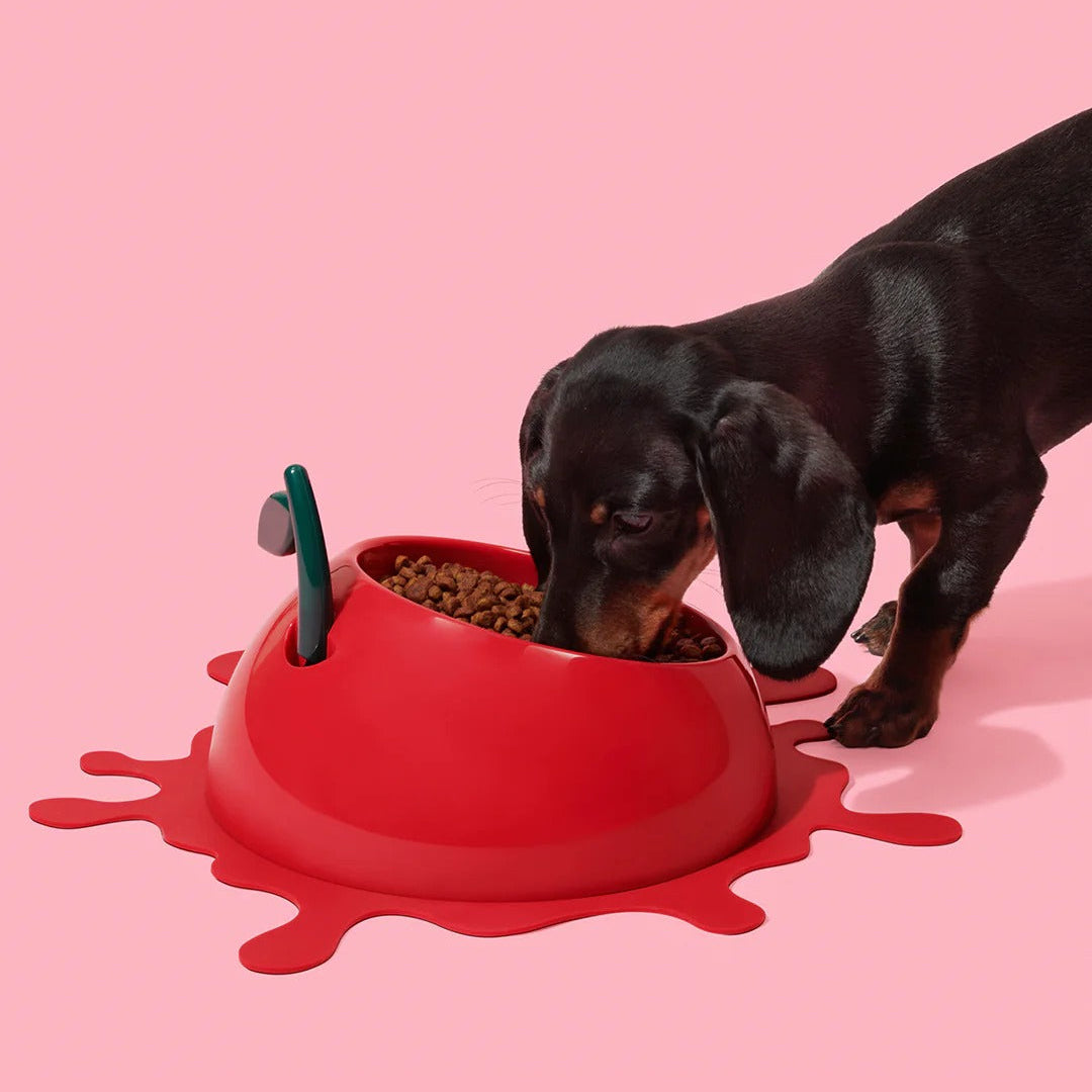 Juicy Cherry Pet Bowl Spoon & Mat Set