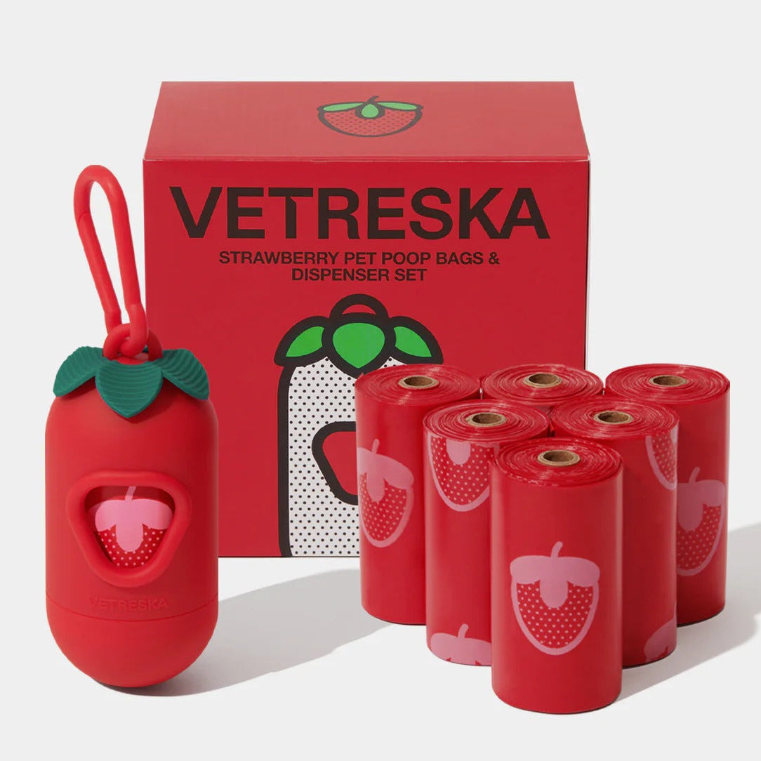 Strawberry Poop Bags & Dispenser