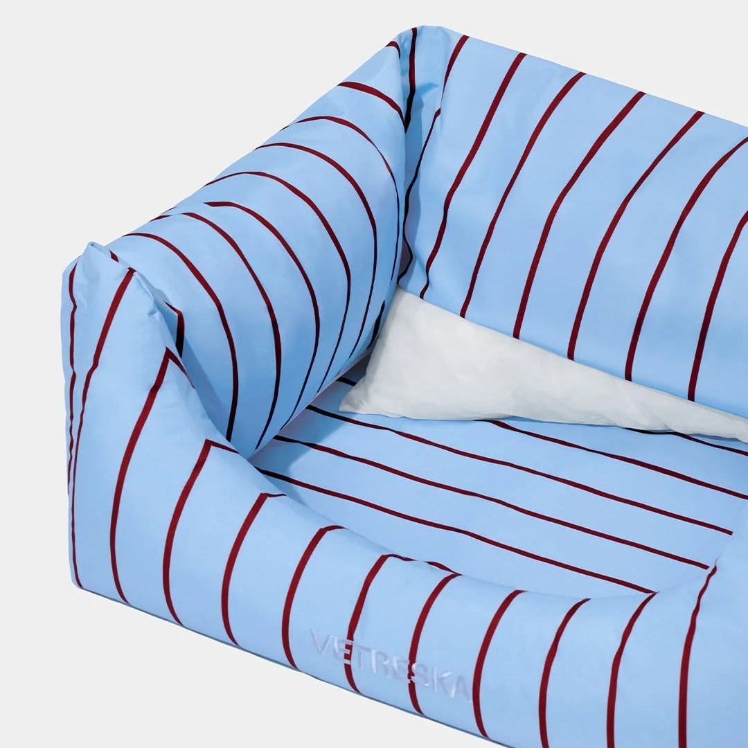Mist and Merlot Pet Sofa - Azure & Stripes