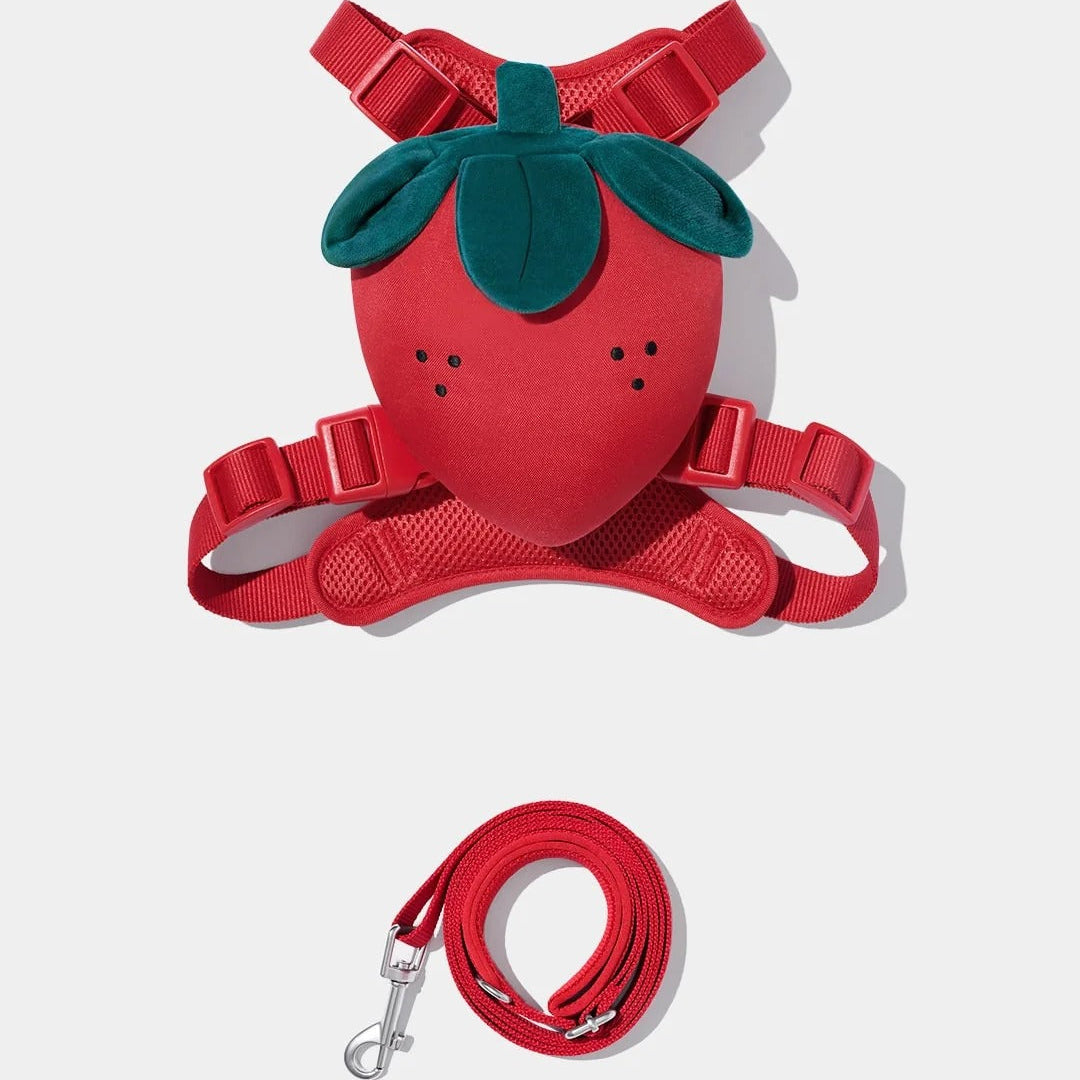 Strawberry Pet Backpack Harness & Leash