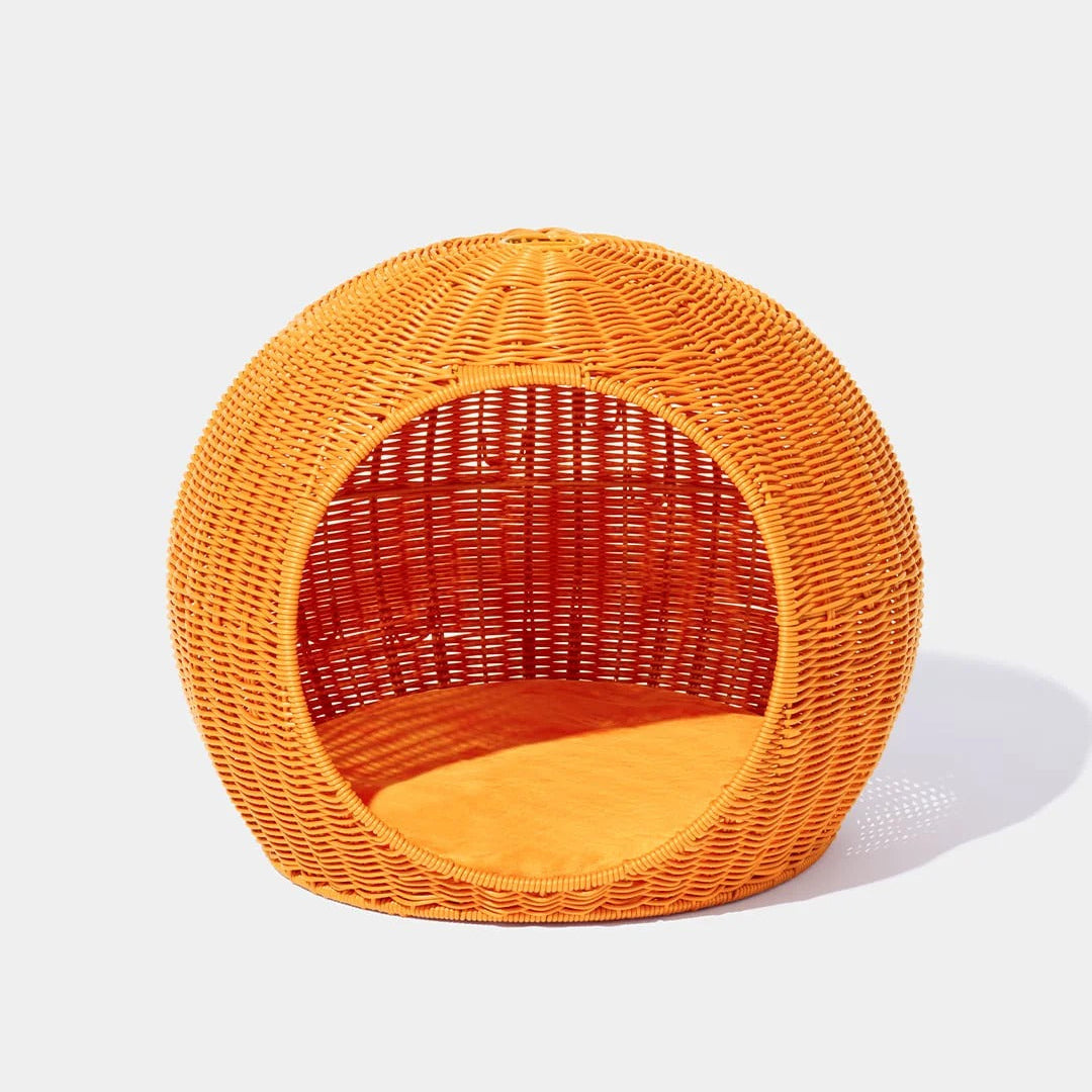 Tangerine Rattan Pet Bed