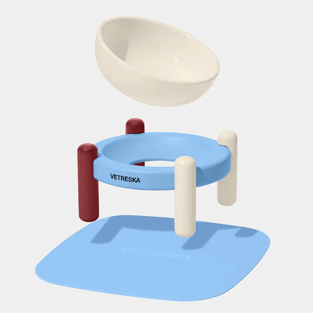 Mist and Merlot Pet Bowl & Mat Set