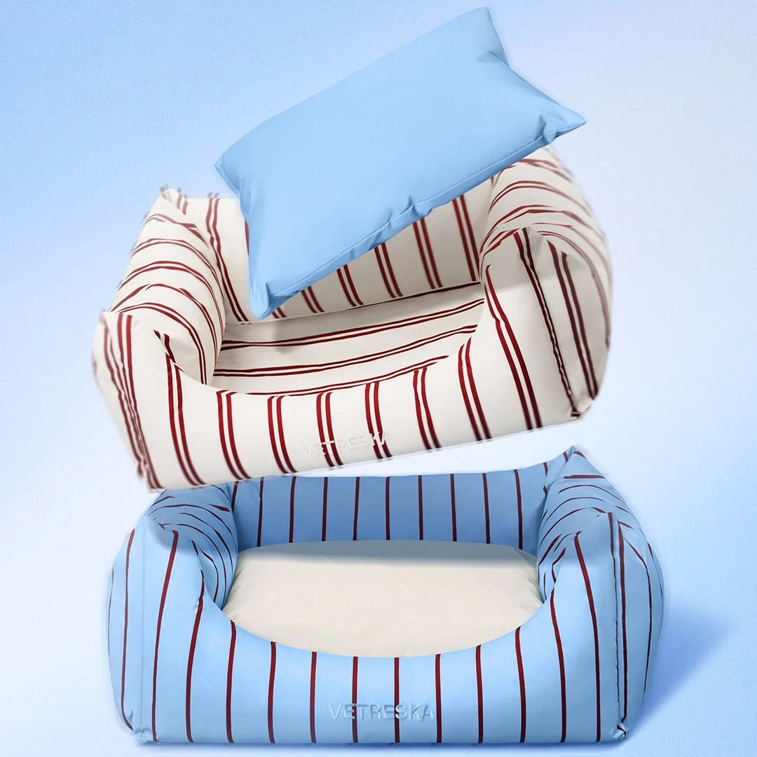 Mist and Merlot Pet Sofa - Azure & Stripes