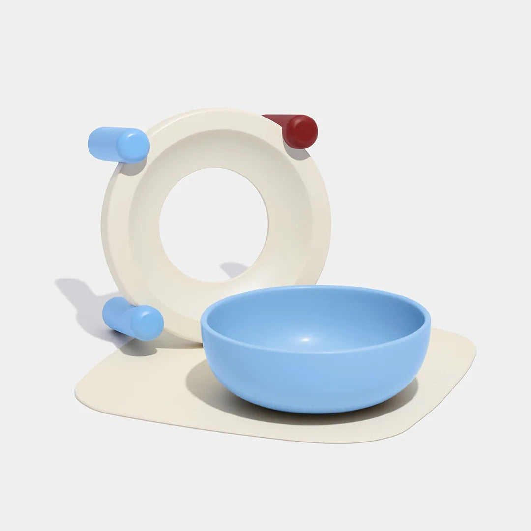 Mist and Merlot Pet Bowl & Mat Set