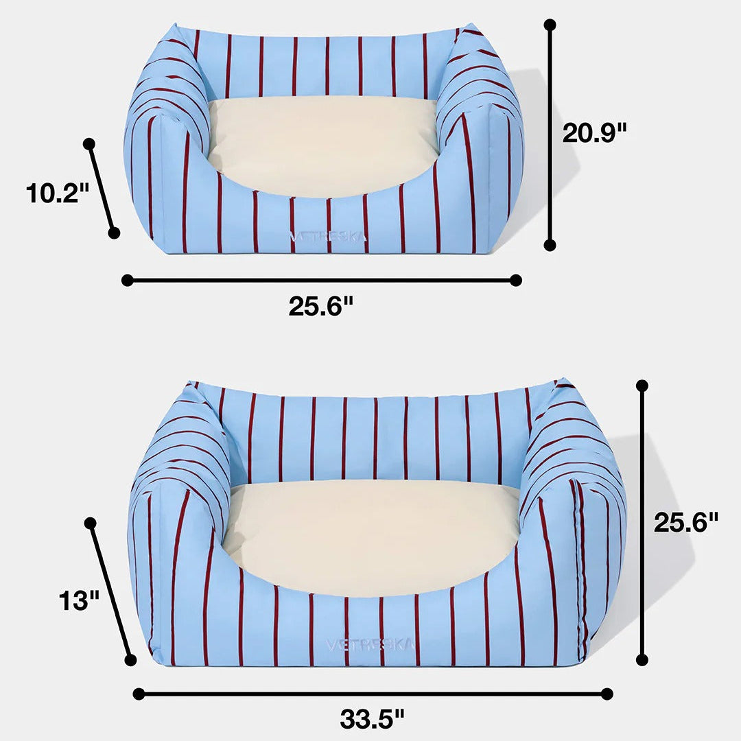 Mist and Merlot Pet Sofa - Azure & Stripes