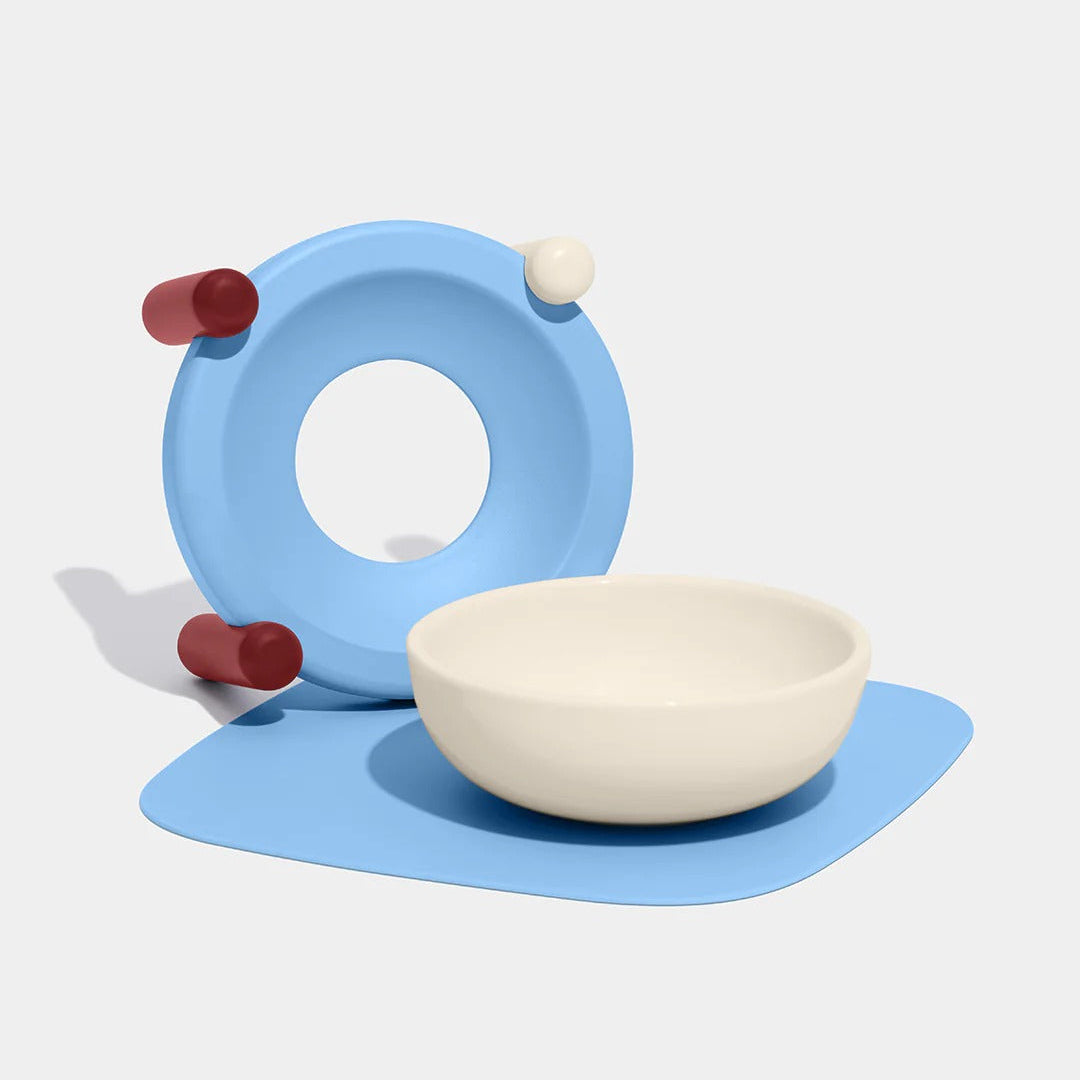 Mist and Merlot Pet Bowl & Mat Set