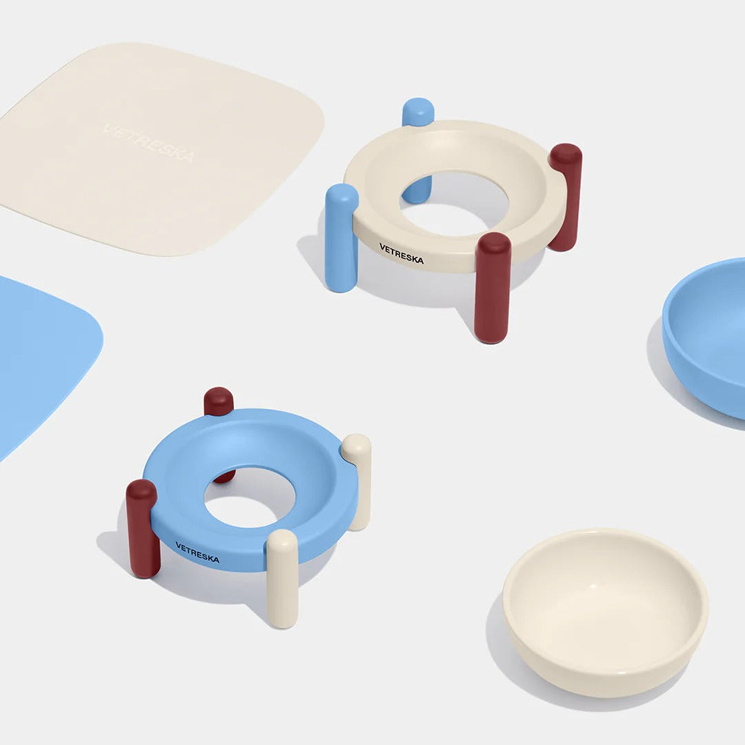 Mist and Merlot Pet Bowl & Mat Set
