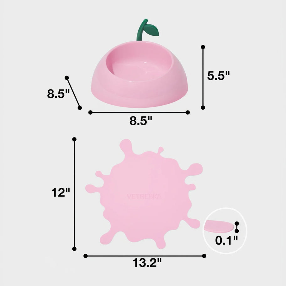 Juicy Peach Pet Bowl, Spoon & Mat Set
