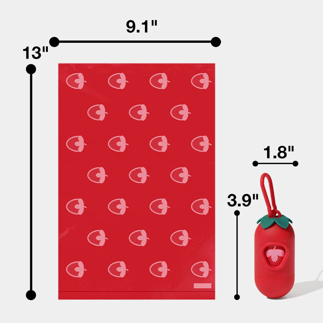 Strawberry Poop Bags & Dispenser