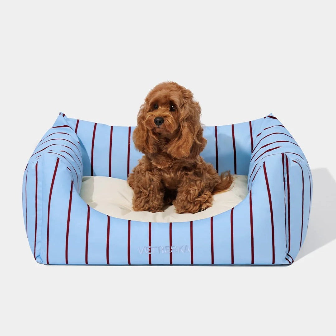Mist and Merlot Pet Sofa - Azure & Stripes