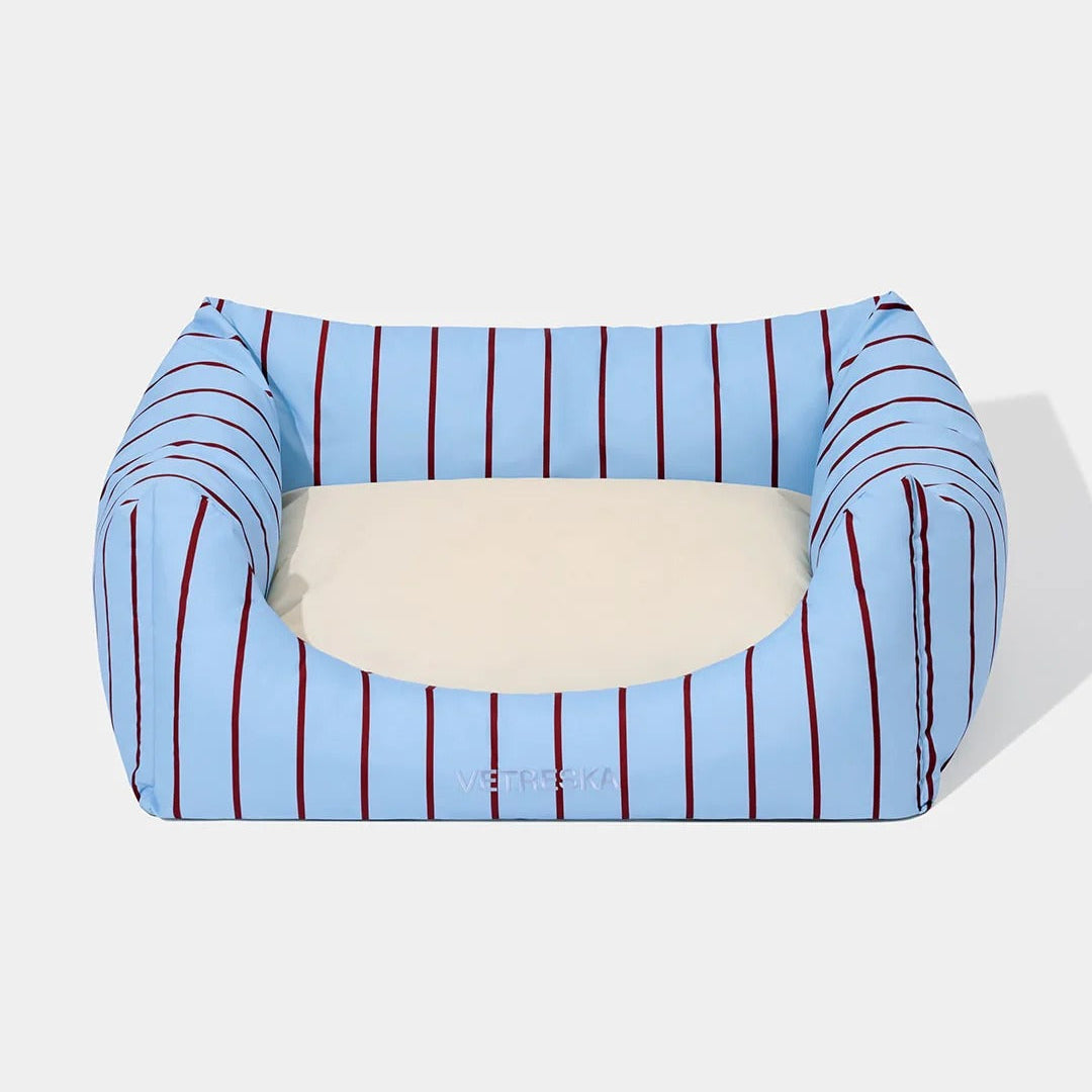 Mist and Merlot Pet Sofa - Azure & Stripes