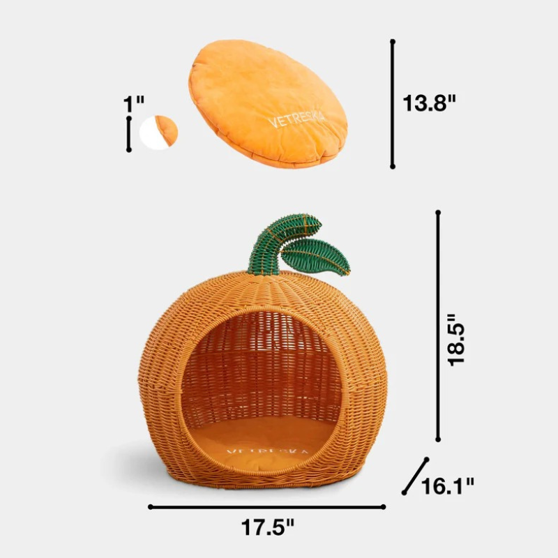 Tangerine Rattan Pet Bed