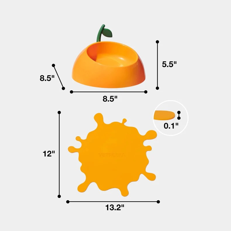 Juicy Tangerine Pet Bowl Spoon & Mat Set